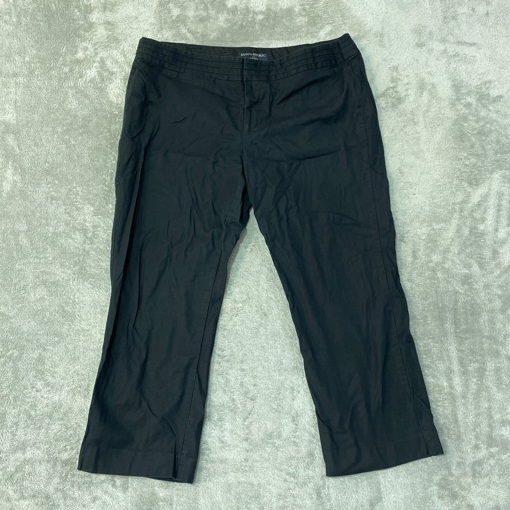 Banana Republic Martin Fit Pants Women's 12 Black Cotton Stretch Crop